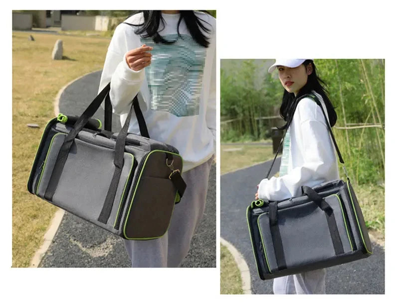 Large Capacity carrier Cat Pet Airlines approved reflective tape Cat Travel Bag expandable Foldable soft dog carrier