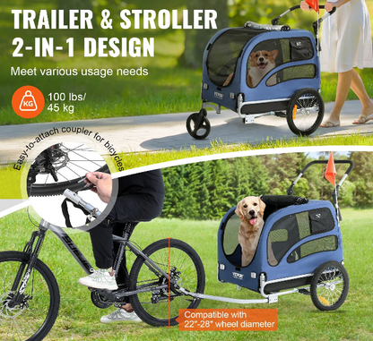 Pet Luxury Stroller – The Ultimate 2-in-1 Bike Trailer & Stroller for Your Furry Co-Pilot!