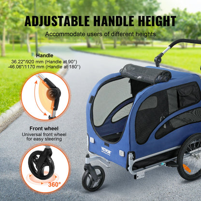 Pet Luxury Stroller – The Ultimate 2-in-1 Bike Trailer & Stroller for Your Furry Co-Pilot!