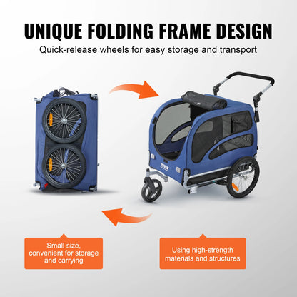 Pet Luxury Stroller – The Ultimate 2-in-1 Bike Trailer & Stroller for Your Furry Co-Pilot!