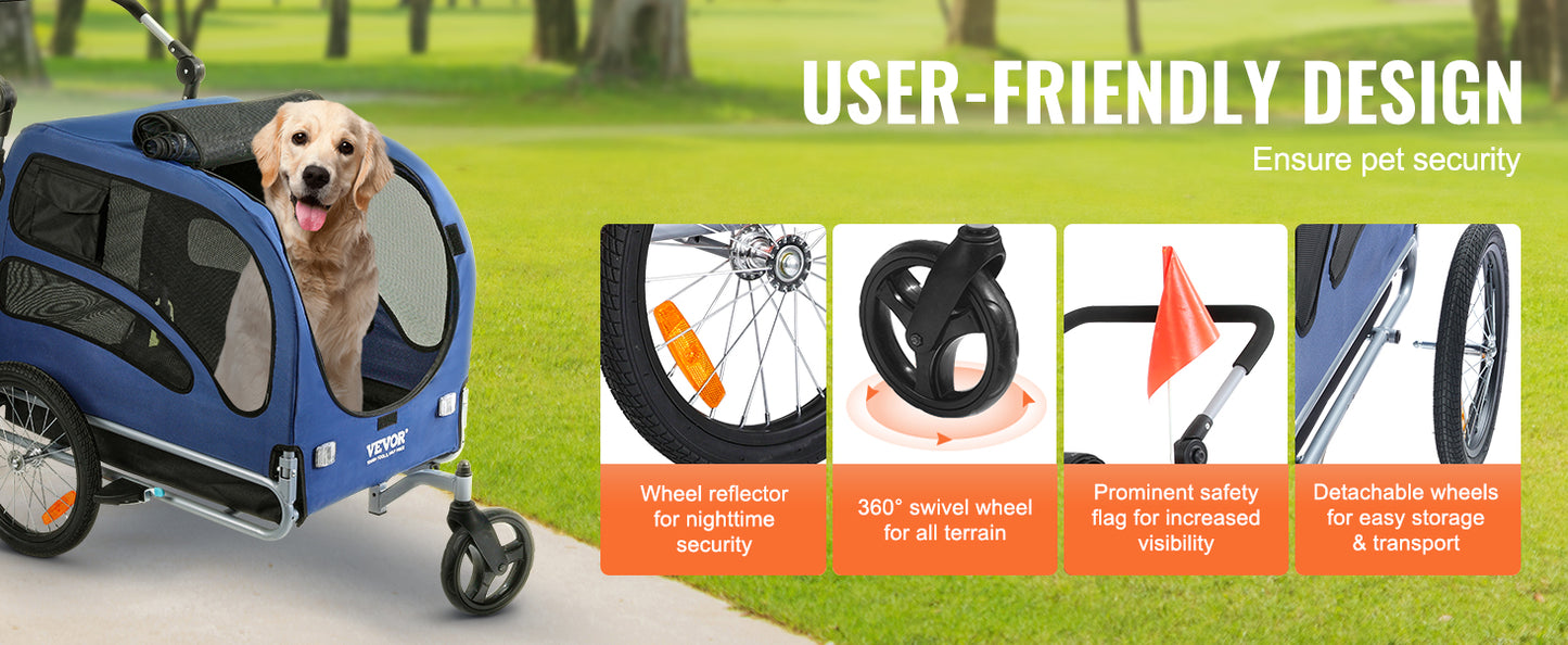 Pet Luxury Stroller – The Ultimate 2-in-1 Bike Trailer & Stroller for Your Furry Co-Pilot!