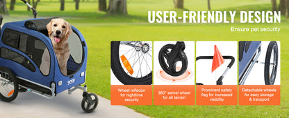 Pet Luxury Stroller – The Ultimate 2-in-1 Bike Trailer & Stroller for Your Furry Co-Pilot!