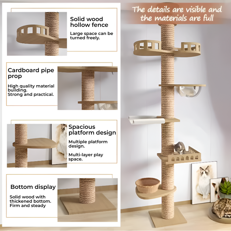 Ultimate Multi-Level Cat Tower – Floor-to-Ceiling Climbing Tree & Scratcher